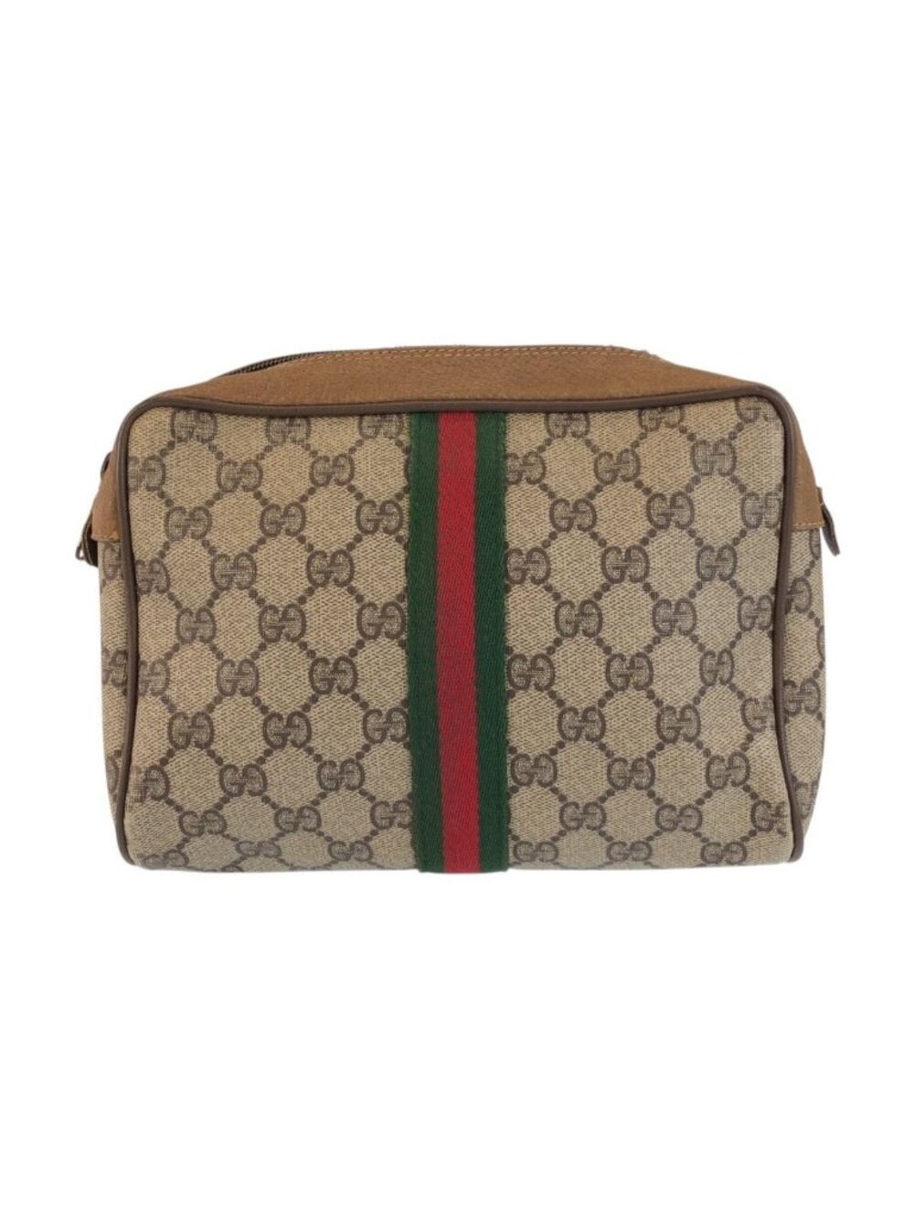 Gucci Vintage Sherry Line Beige GG Supreme Canvas Clutch